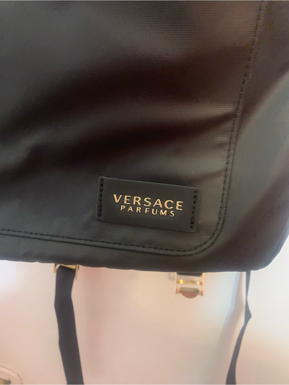 Versace Black Nylon Crossbody with Gold Hardware